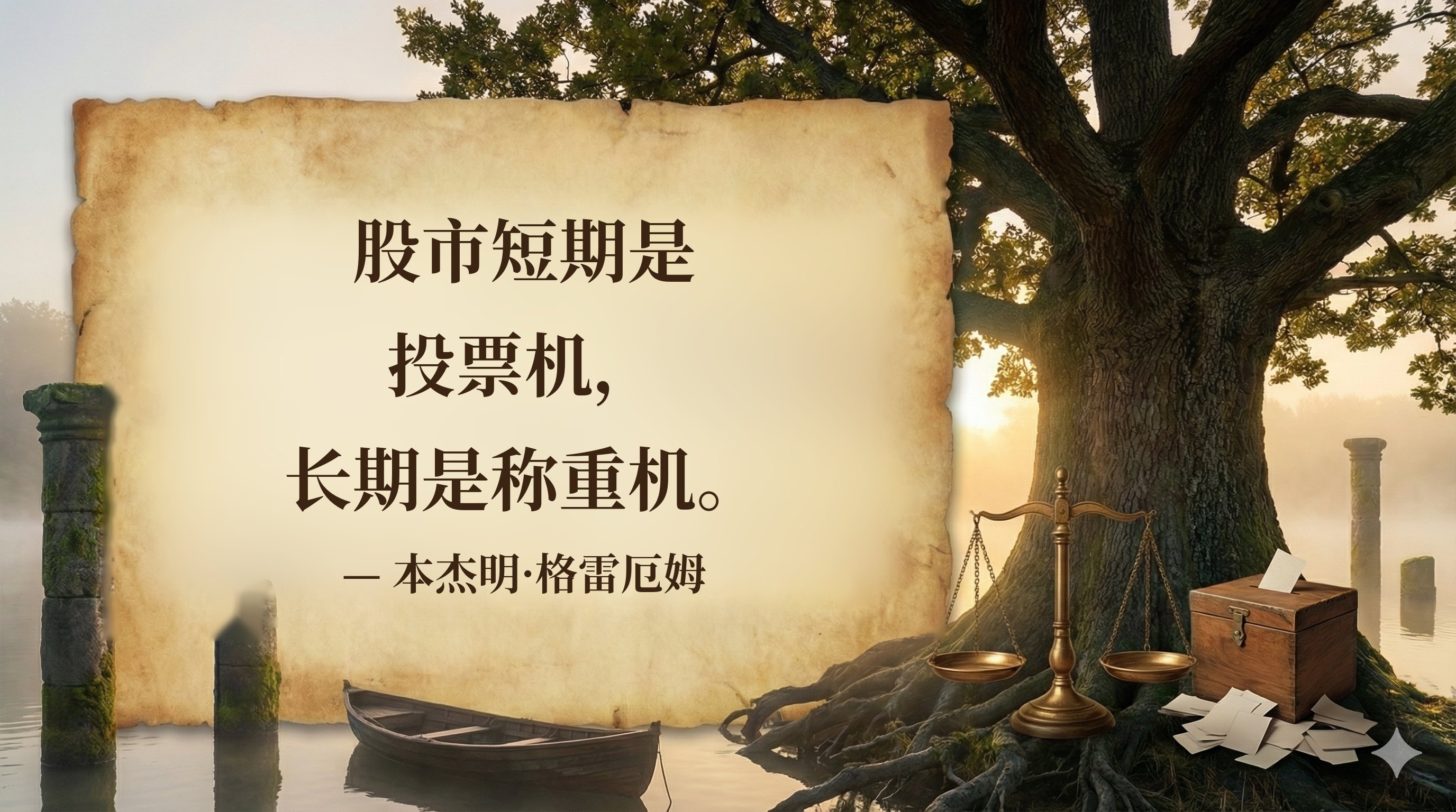 股市短期是 投票机， 长期是称重机。 — 本杰明·格雷厄姆